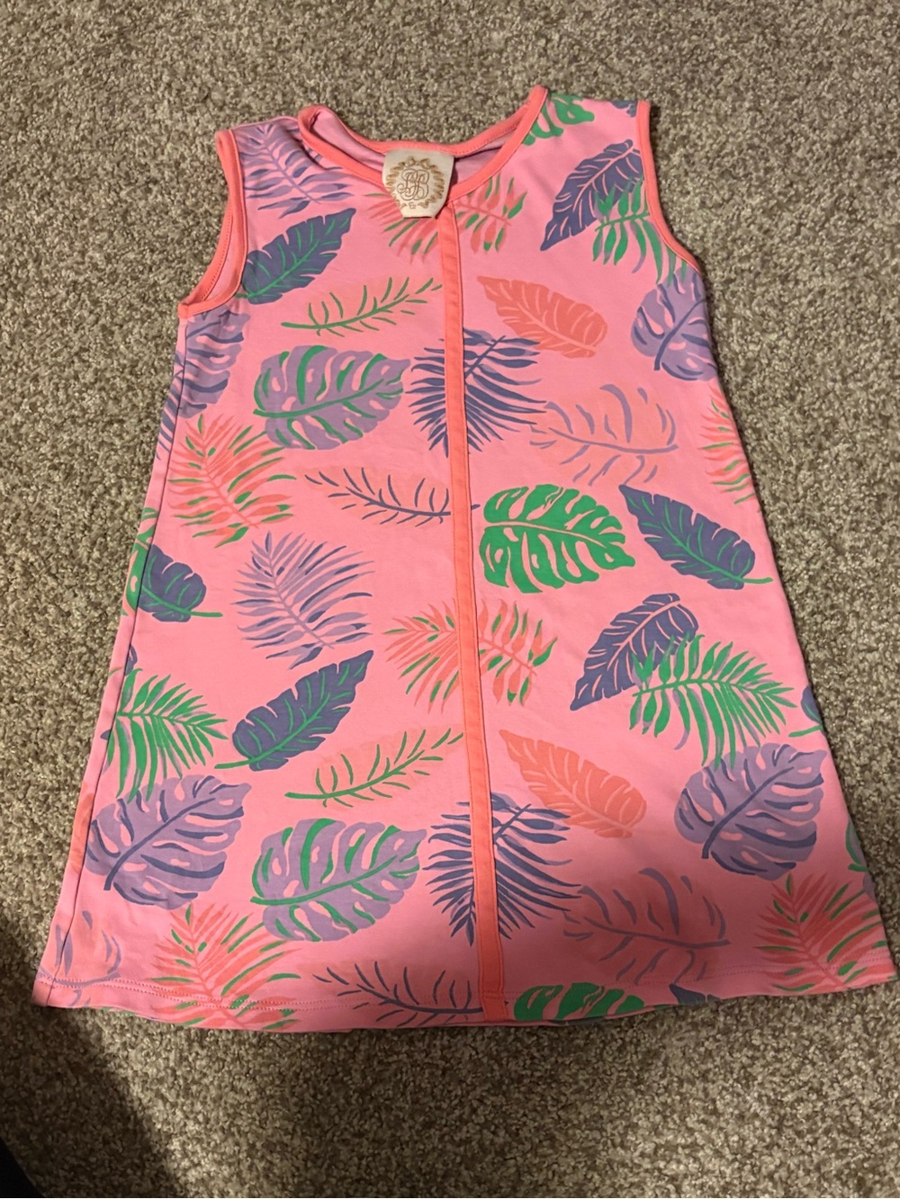 Girls Pink Tropical Leaf Sleeveless Cover-up Dress TBBC size 5